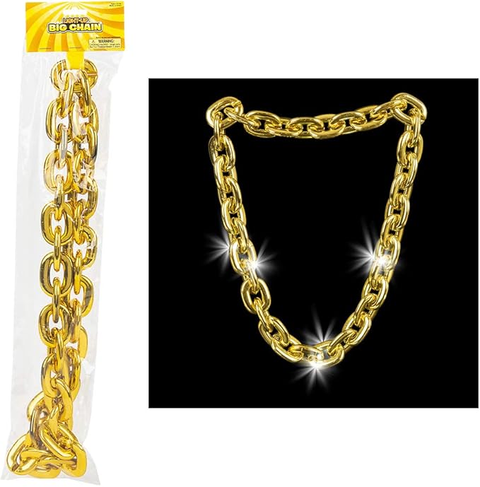 Rhode Island Novelty 38 Inch Light-Up Big Chain Gold Necklace One Per Order