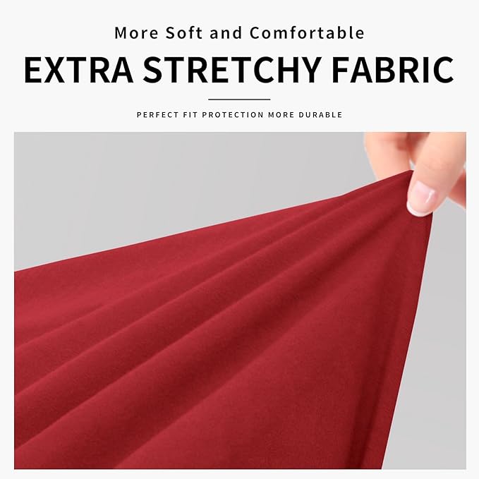 Easy-Going 100% Dual Waterproof Chair Cover Stretch Soft Couch Cover for Dogs, Sofa Slipcover for 1 Separate Cushion Couch Leakproof Furniture Protector for Kids, Pets Christmas Red