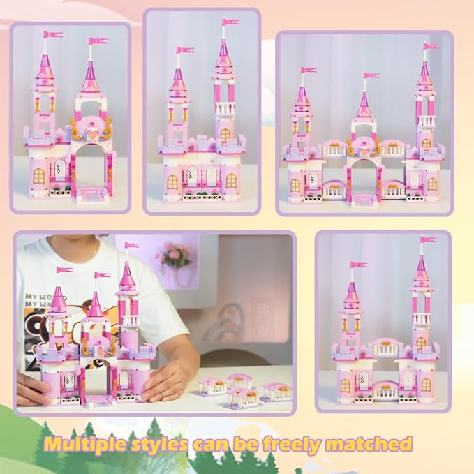 Princess Castle Girls Building Blocks Toys 541 Pieces Multi Shaped Castle Hot Air Balloon Toys for Girls Construction Bricks Christmas Birthday Gift for Kids Age 6-12 and Up