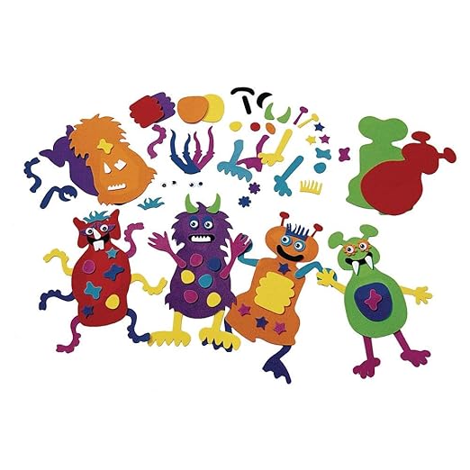 Colorations MONSTERS Foam Monster Making Kit for Kids, Kit for 12, Imagination, Halloween, Self-Adhesive, Arts & Crafts, Creature, DIY, Decorate, Rainy Day Activity