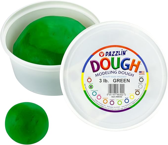 Hygloss Play Modeling Dough - Green Dough Unscented - Safe & Non-Toxic for Kids Arts & Crafts - Party Favors - Classroom Supplies - 3lb
