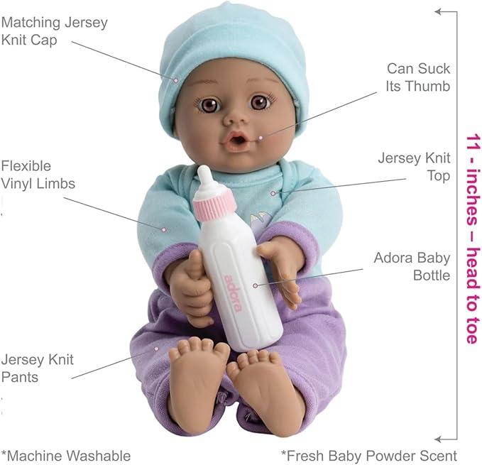 Adora Amazon Exclusive Sweet Babies Collection, 11” Soft and Cuddly Boy Baby Doll | Machine Washable, Birthday Gift For Ages 1+ - Baby Sloth