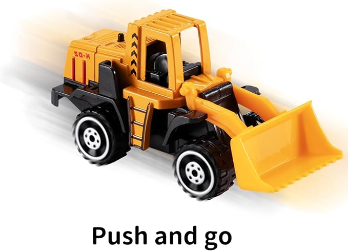 TEMI Diecast Engineering Construction Vehicle Toy Set w/Play Mat,Truck Carrier, Forklift, Bulldozer, Excavator,Dump Truck, Alloy Metal Car Toys Set for 3 4 5 6 Years Old Toddlers Kids Boys & Girls