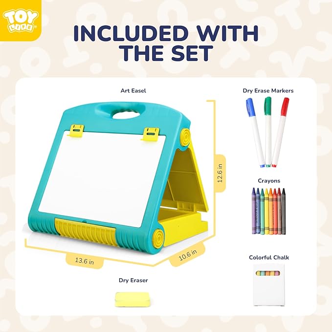 STEAM Life Tabletop Easel for Kids Art Easel for Kids 3 4 5 Toddler Art Easel Board for Kids Chalkboard White Board for Kids Easel Set Dry Erase Board Portable Desktop Easel Painting Easel for Kids