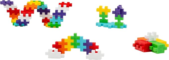 PLUS PLUS 70 Piece Interlocking Building Blocks for Kids, Open Ended Connecting Toys, STEM Bin Classroom Mini Manipulatives - Rainbow Mix Play Tube
