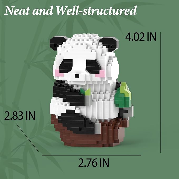 Mini Building Blocks- Leaning Panda, Party Favors- Micro Blocks Panda Toy for Kids 6 7 8 9 10+, Mini Blocks Building Sets for Adults, Easter/Birthday for Boys and Girls(610PCS)