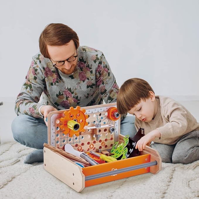 Hape Science Experiment Toolbox | Colorful Wooden 32 Experiment Kit, Fun Educational Science Kids Toy Set & Know-How Instruction App