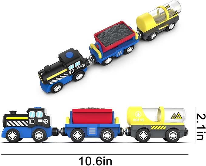Train Accessories Battery Operated Locomotive Train, Engineering Train Fits All Train Set for Toddlers, Engine Powerful Train Toys for Wooden Railway System, Train for Kids