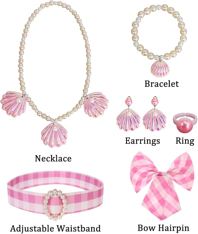 Oumbivil Girls Pink Costume Dress Movie Cosplay Dress Up Kids Outfits Birthday Party