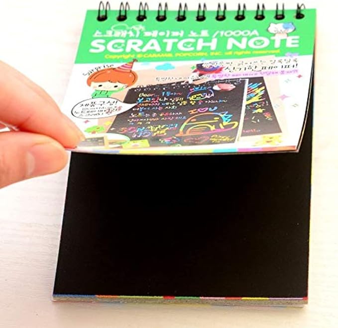 Kidivo Small Size Kid's Rainbow Scratch Book Magic Doodle Scratch Art Activity 2 Notebooks Or Note Pad of 8 Pages with One Stick for Arts and Crafts Kids (Small Size) Pack of 10 Multicolor
