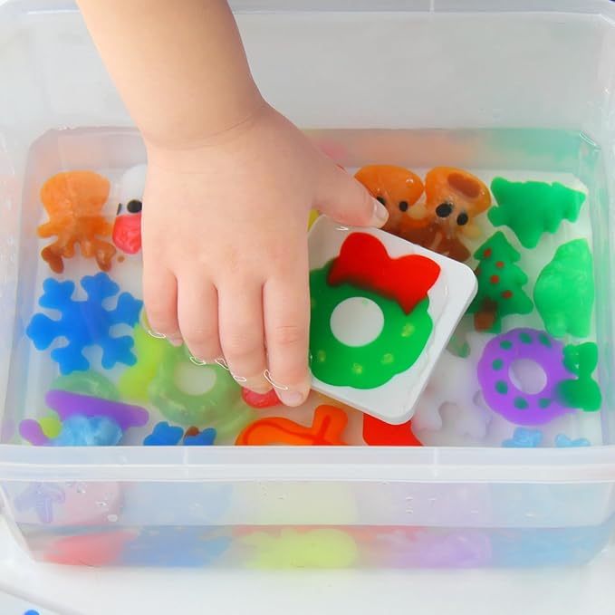 MINISENTIALS Magic Water Elf Toy Kit - Aqua Elves Water Gel Kit - Christmas Theme 20 Colors Magic Water Fairy Gel 10 Molds Squishy Maker - Party Favor Birthday Aqua Art DIY STEM Gifts for Kids