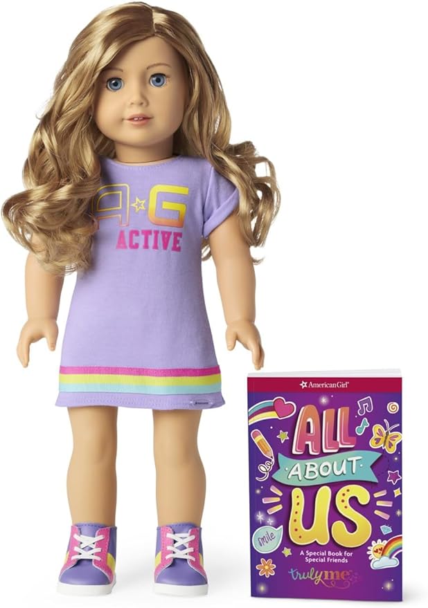 American Girl Truly Me 18-inch Doll #102 with Blue Eyes, Strawberry-Blonde Hair, Lt-to-Med Skin, T-shirt Dress, For Ages 6+
