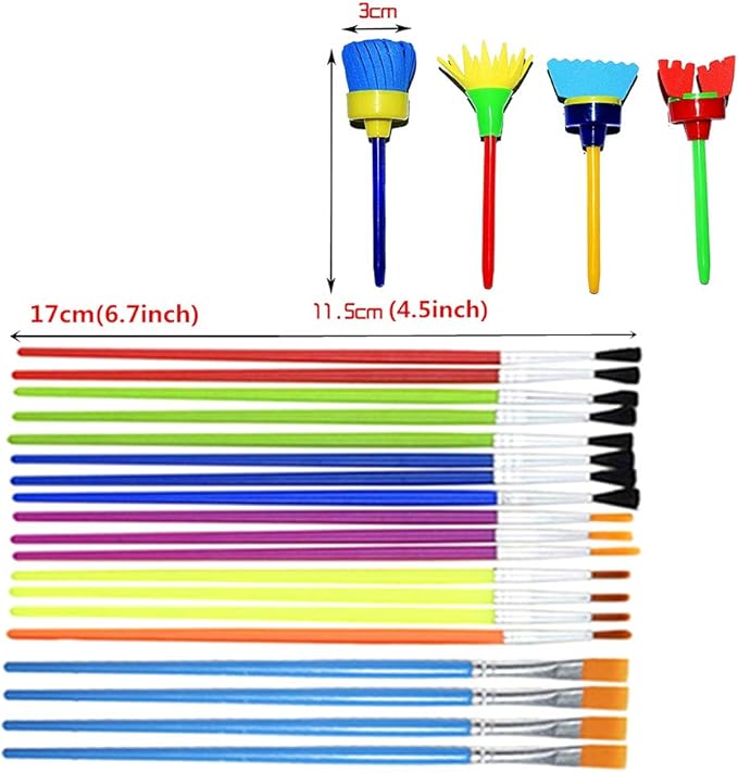 Painting Brushes 43PCS Kids All Purpose Paint Supplies Include Paint Cups with Lids Palette Tray Multi Sizes Paint Brush Set for Washable Paint Acrylic Paint Craft Art Paintbrush Sets