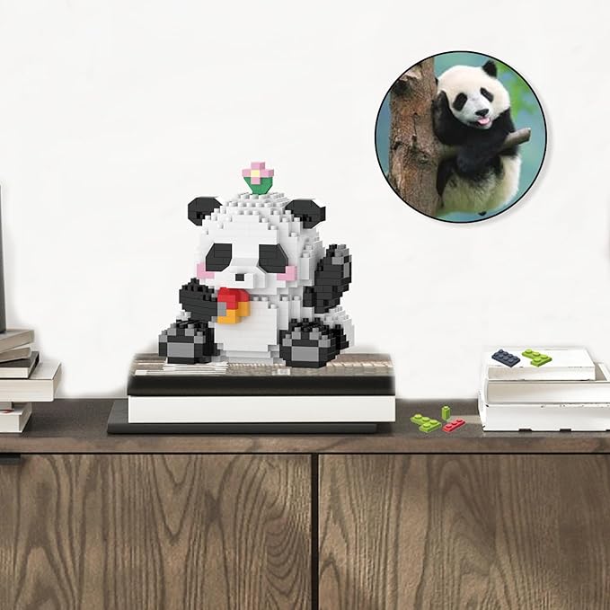 Mini Building Blocks- Waving Panda, Party Favors- Micro Blocks Panda Toy for Kids 6 7 8 9 10+, Mini Blocks Building Sets for Adults, Easter/Birthday for Boys and Girls(538PCS)
