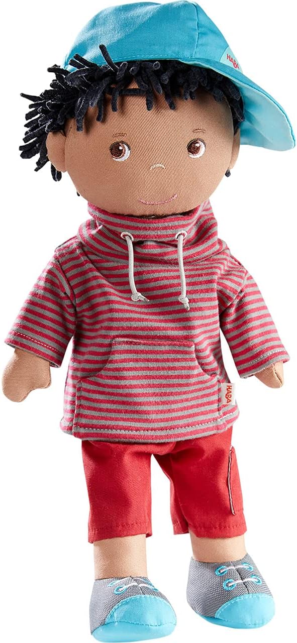 HABA William 12" Soft Boy Doll - Machine Washable with Removable Clothing and Embroidered Face
