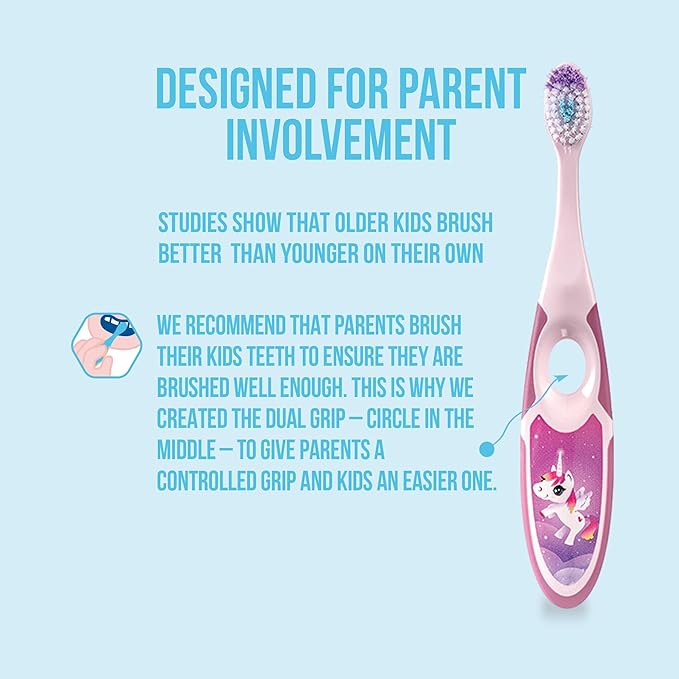 Jordan* Step 2 Kids Toothbrush, 3-5 Years, Soft Bristles, BPA Free (4 Pack) Blue & Green