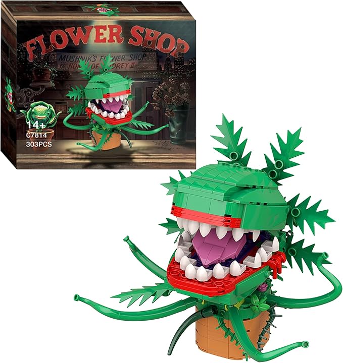 Audrey II Building Blocks Set Compatible with Lego, Piranha Flower Little Shop of Horrors Building Kit, Cannibal Flower Building Bricks Toys Gifts for Boys Girls Kids Adult(303 Pieces)