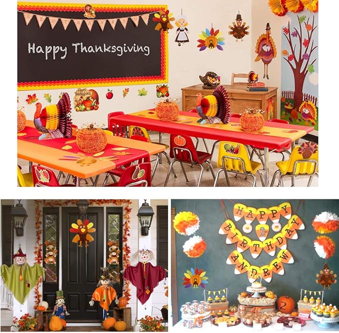 Thanksgiving Craft Kits, DIY Make A Turkey for Festive Fall Party Game School Activities and Door Hanging Ornament Decoration Supplies for Kids and Adults, 3 Pack