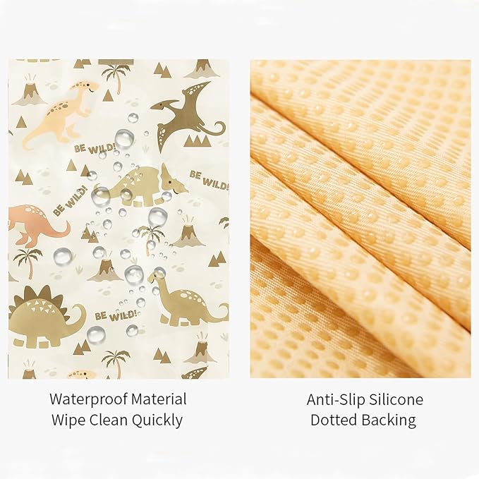 Insular Baby Splat Mat for Under High Chair/Arts/Crafts, Anti Slip and Waterproof Splash Mat for Floor, Portable Picnic Mat, 51x51 Inch, Dinosaur