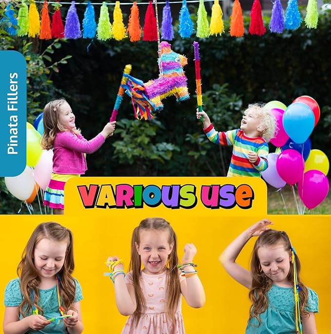 UpBrands 48 Fidget Toys Friendship Zipper Bracelets 7 ½”, Party Favors for Kids, Sensory Bulk Set Neon Colors, Kit for Valentines, Birthday, Goodie Bag, Easter Egg Basket Stuffers, Pinata Fillers