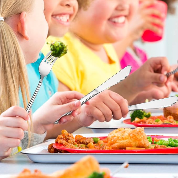 LIANYU 16-Piece Kids Childrens Silverware Set, Include 8 Kids Spoons and 8 Kids Forks, Stainless Steel Toddler Utensils Flatware Set, Child Cutlery for Home Preschools, Dishwasher Safe