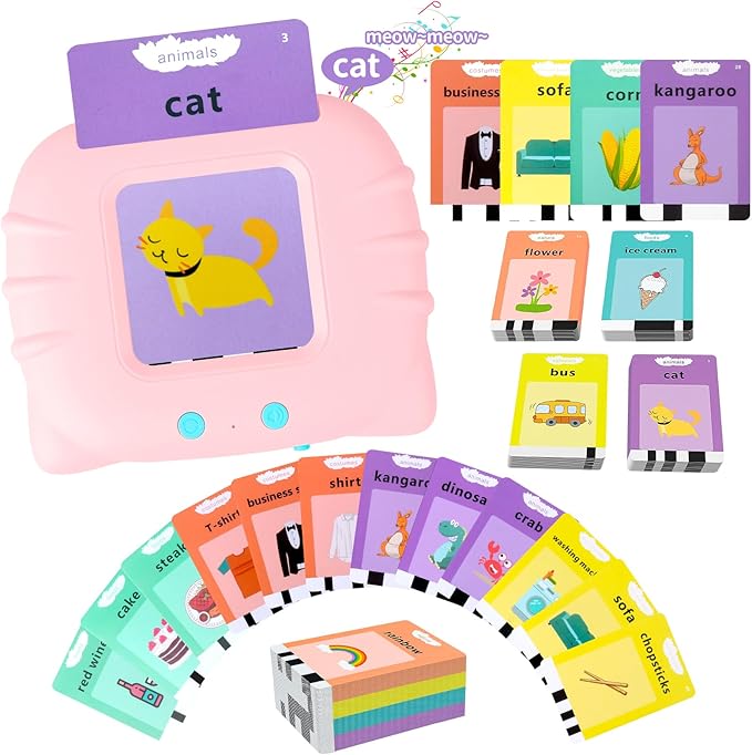 Toddler Talking Flash Cards for Kids with 224 Sight Words, Speech Therapy, Autism Sensory Toys, Learning Educational Gifts for Age 1 2 3 4 5 Years Old Boys and Girls Birthday Party