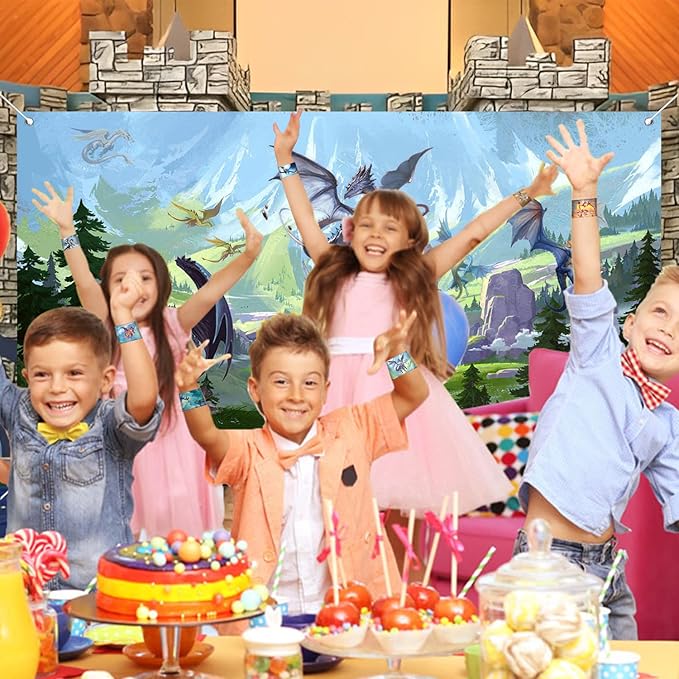 Dragon Party Favors 48 PCS Dragon Slap Bracelets Dragon Themed Party Wristbands for Kids Dragon Birthday Party Supplies Carnival Prizes Gifts Classroom Rewards