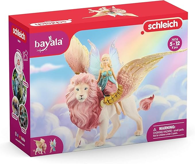 Fairy in Flight on Winged Lion schleich BAYALA with Moveable Parts, Detachable Toy Fairy Figurine Riding Magical Pink Lion, for Children Ages 5+