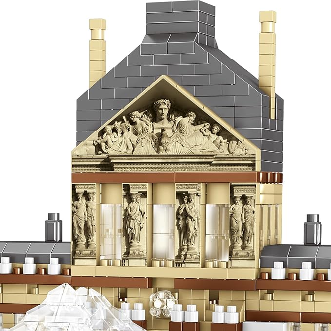 Paris Louvre Museum Building Blocks Set (3377Pcs) Famous World Architecture Educational Toys Micro Bricks for Kids Adults