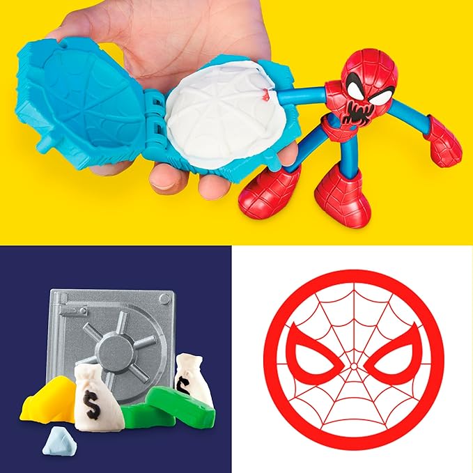Play-Doh Marvel Spider-Man Launch & Slice Battle Playset with 2 Bendy Action Figures and 7 Accessories, Imagination Toys for Boys & Girls 4 Years & Up