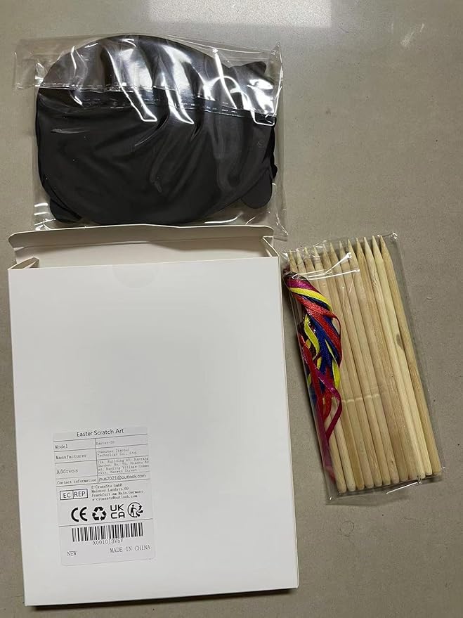 48 Pcs Easter Scratch Crafts for Kids, Rabbit Bunny Carrot Easter Egg Rainbow Scratch Paper Ornaments with Wooden Stick and Ribbon for Easter Party Favors