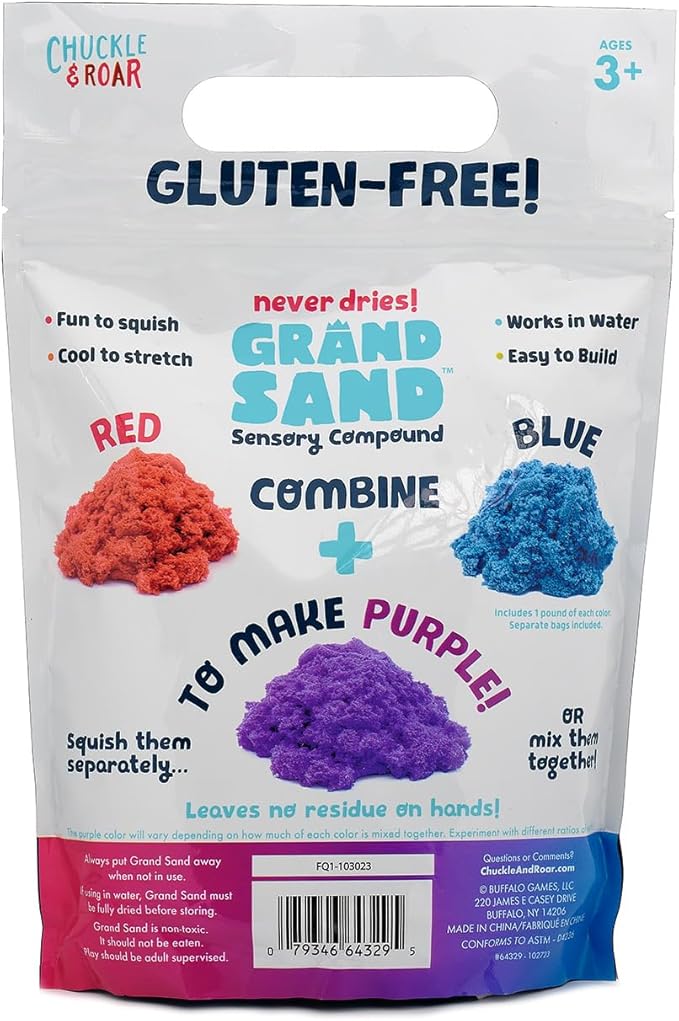 Chuckle & Roar - Grand Sand Color Mix - Tactile Construction Sand - Educational Fun for Preschoolers - Fidget Arts and Crafts for Toddlers - Never Dries - Ages 3 and Up