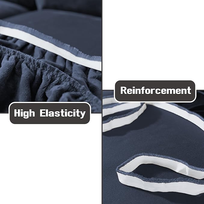 NORTHERN BROTHERS Stretchy Recliner Chair Covers, Velvet Recliner Covers, Lazy Boy Chair Cover (Dark Blue, 3 Seat)