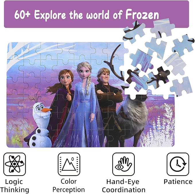 Princess Puzzles for Kids Ages 4-8 60 Pieces Puzzles for Kids Ages 3-5 Princess Puzzle for Girls and Boys Toys Jigsaw Puzzles in a Metal Box Educational Puzzles (Princess 0680)