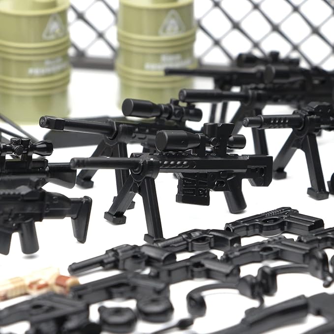 Feleph Weapons Pack Military Toy Set Building Blocks Model for Soldier Figures, Army Equipment Gear Kit Pieces and Parts Accessories Compatible with Major Brand