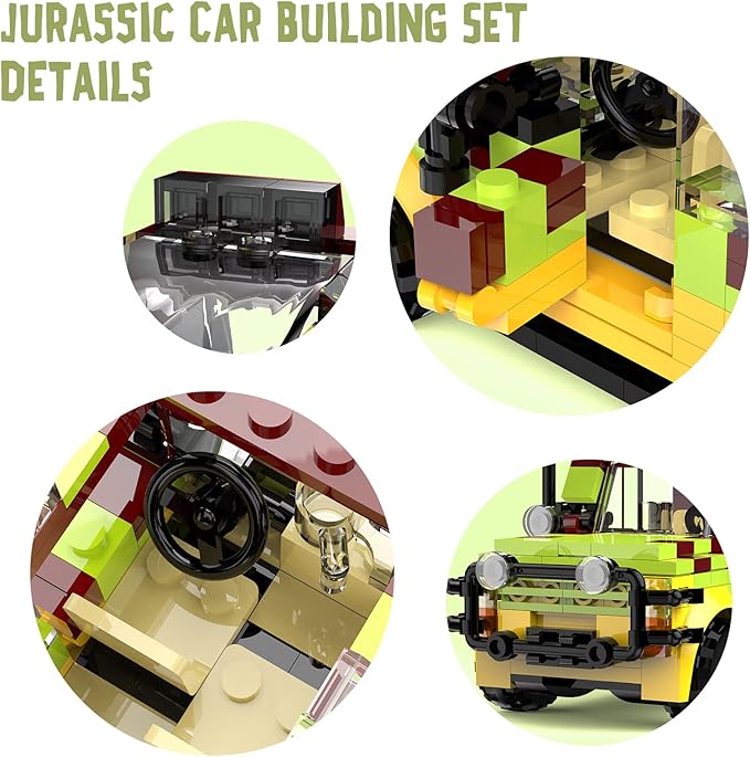 Tenhorses Jurassic Car Building Set, Dinosaur World Off-Road Vehicle Jurassic Movie Brick Toys (309 Pcs), Creative Gifts for Boy or Girs Kids Age 6+.