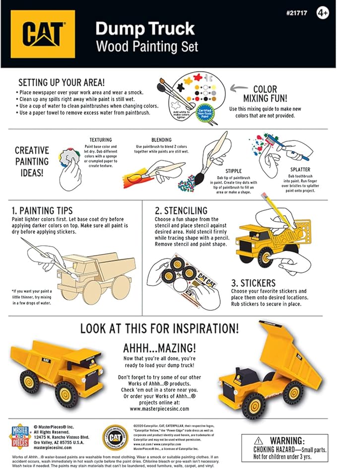 Works of Ahhh... Craft Set - Caterpillar Dump Truck Wood Paint Kit