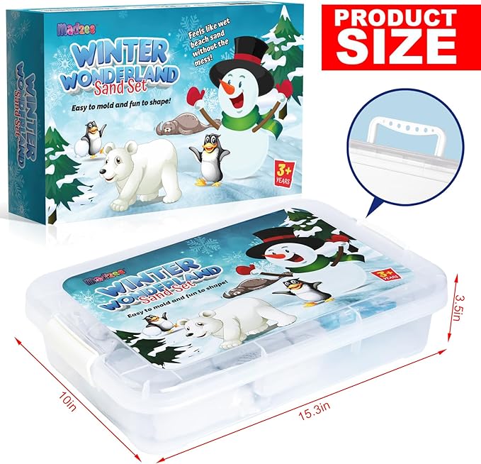 Winter Wonderland Snow Sand Playset, Creativity Toy Sensory Bin with Arctic Animal Figures, 2 Lbs of Sand and Snowman Molds for Boy Girl Kid Toddlers Age 3-8