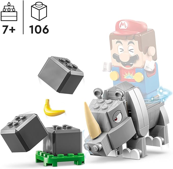 LEGO Super Mario Rambi The Rhino Expansion Set 71420, Game Inspired Building Toy Set to Combine with a Starter Course, This Collectible Super Mario Bros Toy Makes a Great Gift for Kids Ages 7 and Up