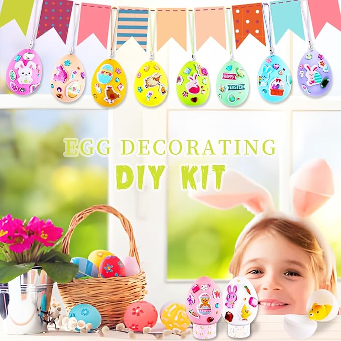 Easter Eggs Easter Basket Stuffers - 30Pcs Easter Egg Decorating Kit, Easter Gifts For Kids, Easter Eggs Painting Kit for Hunts Activity Easter Decoration With 4 Stickers, DIY Egg Dye Coloring Kit