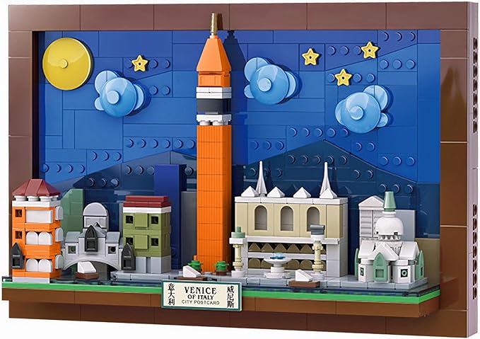 TUTU&LELE Postcard Venice, 3D Wall Art Craft Kit, Wall Art Architecture Skyline Model Kit, Office Home Décor, Architecture Building Blocks for Adults and Kids (580Pieces)