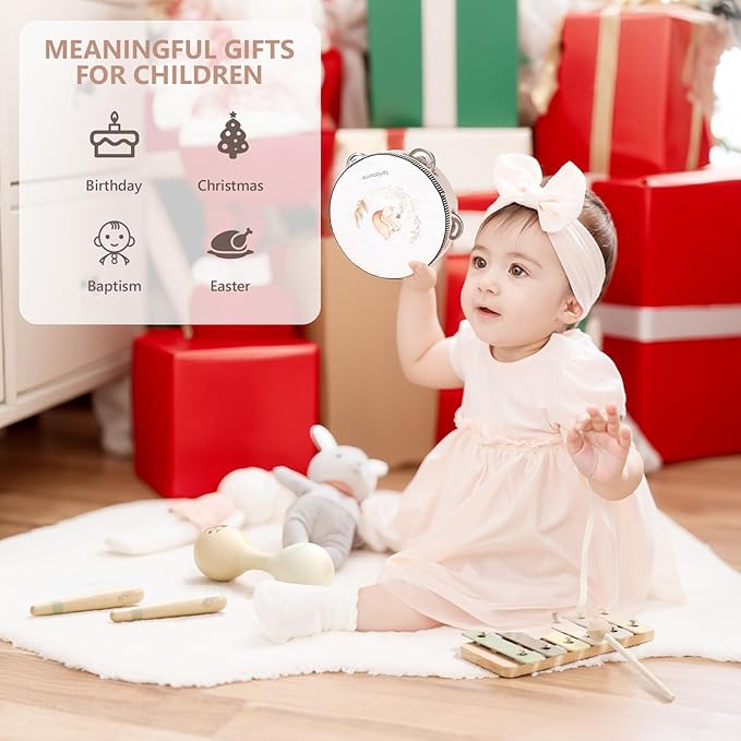 Toddler Musical Instruments | Baby Musical Toys Wooden Toys Educational Toys for Toddlers | Neutral Color Musical Instruments Set | Early Learning Music Toys for Boys Girls Gift