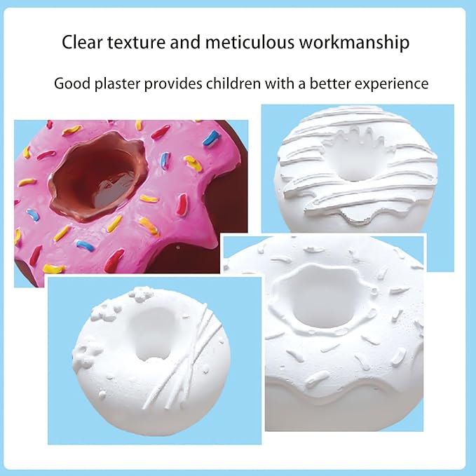 XINJIDUO Painting Interests Doughnut Plaster DIY Painting, Dessert Decoration Girl's Heart Plaster Mold, paintable Plaster Figurine Painting Craft Toy.