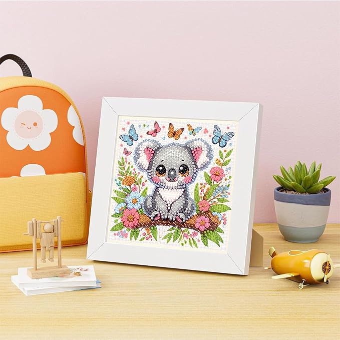 Koala Diamond Art Painting Kits with Frame- Animals 5D Diamond Painting with Frame, Cute Gem Art Kits for Wall Decoration 7X7 Inch