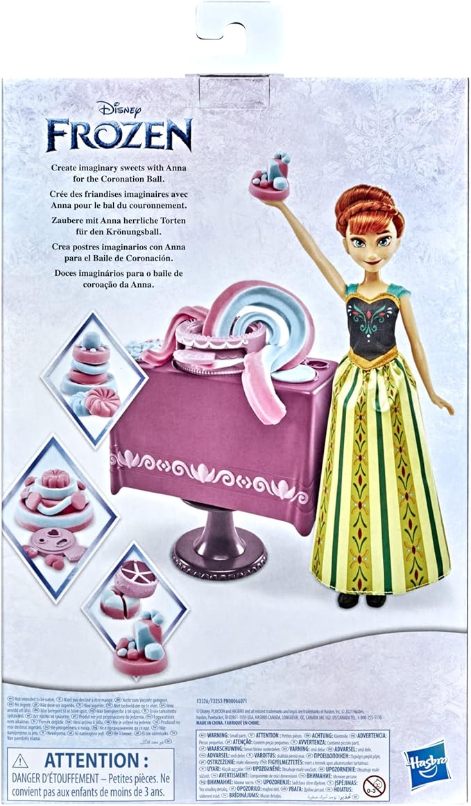 Disney Frozen Anna's Dessert Decorator, Non-Toxic Play-Doh Cake Maker and Fashion Doll, Toy for Kids 3 Years Old and Up