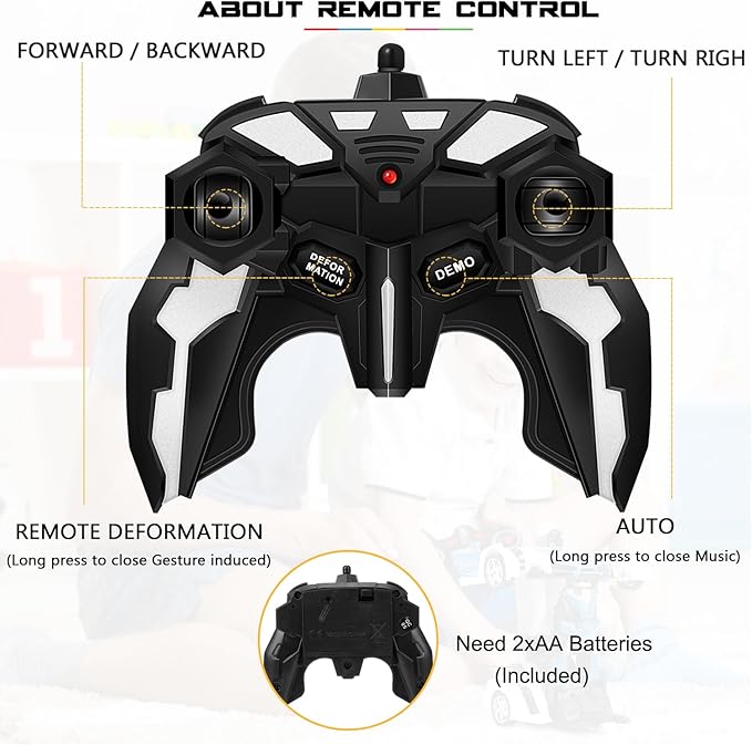FIGROL Remote Control Car｜Transformable Robot RC Car｜2.4Ghz 1:18 Scale Model Police Car with One Button Deformation｜360 Degree Rotation Drifting for Children