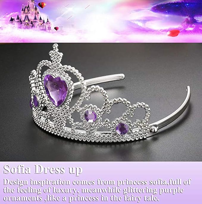 Princess Sofia Rapunzel Costume Dress up Accessories for Girls Rapunzel Gloves Tiara Crown Necklace Wand Earrings Bracelet Ring Princess Halloween Cosplay Accessories Christmas Gifts Set