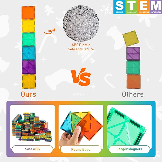 Bmag Magnetic Tiles Toys for Kids, Starter Set 3D Magnet Building Blocks Construction Playboards, STEM Learning Educational Toddlers Toy Gift for 3+ Year Old Boys and Girls