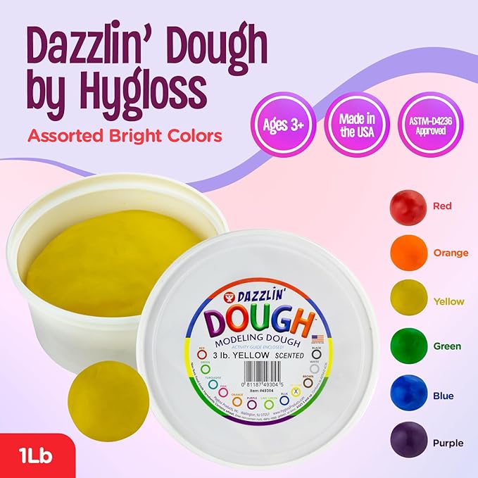 Hygloss Play Modeling Dough - Yellow Dough Scented - Safe & Non-Toxic for Kids Arts & Crafts - Party Favors - Classroom Supplies - 3lb