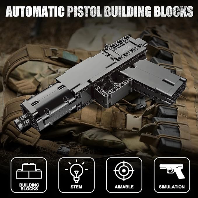 Mould King 14008 Gun Building Block Toy, Assembly Gun Building Block Toy for Kids Age 8+, 288+ Pieces Handgun Building Blocks Toy Gifts for Boys and Girls
